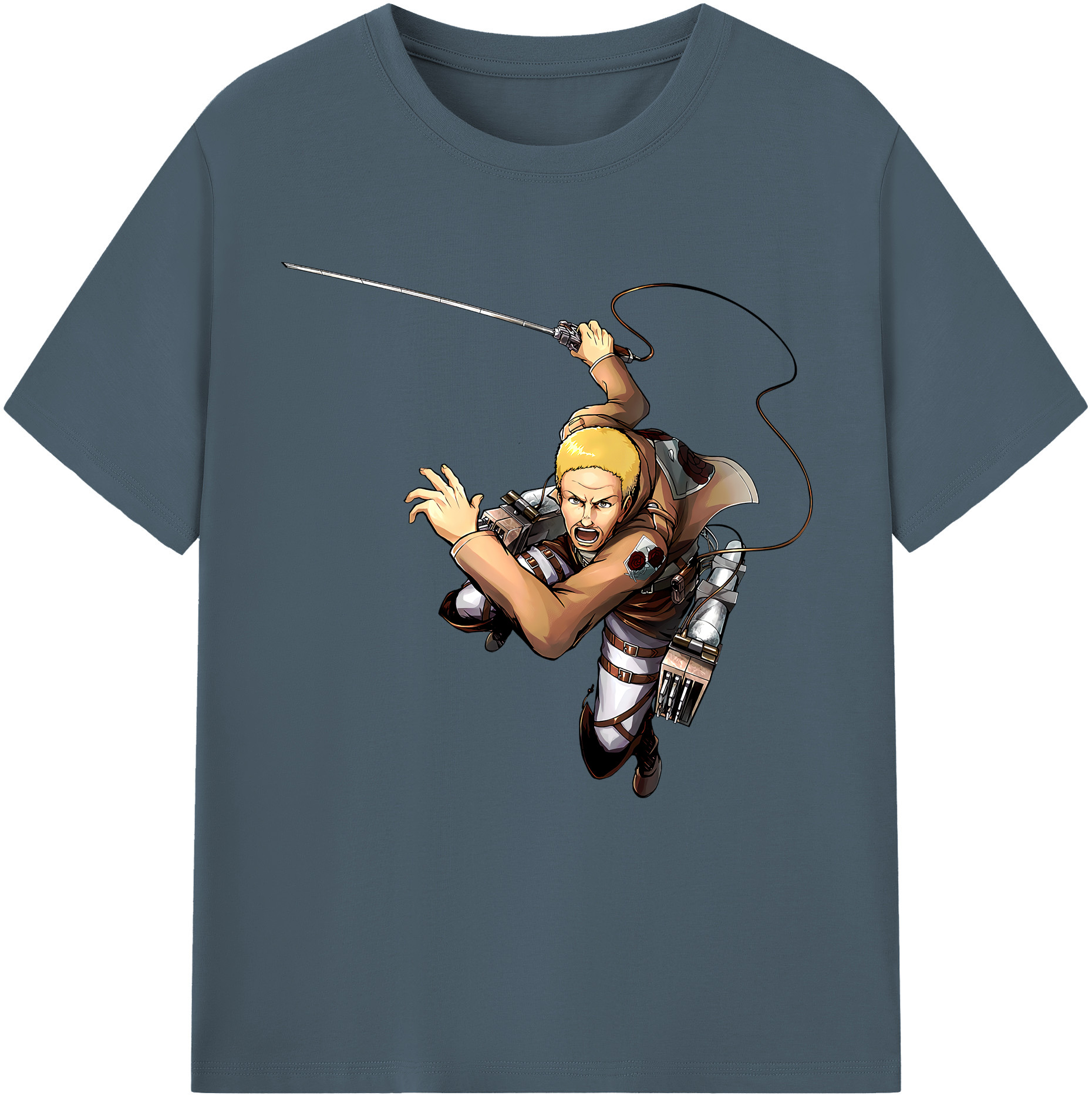 （画像用） 進撃の巨人 ハンネス Attack on Titan Hannes 綿100％半袖Tシャツ（フロントプリント）